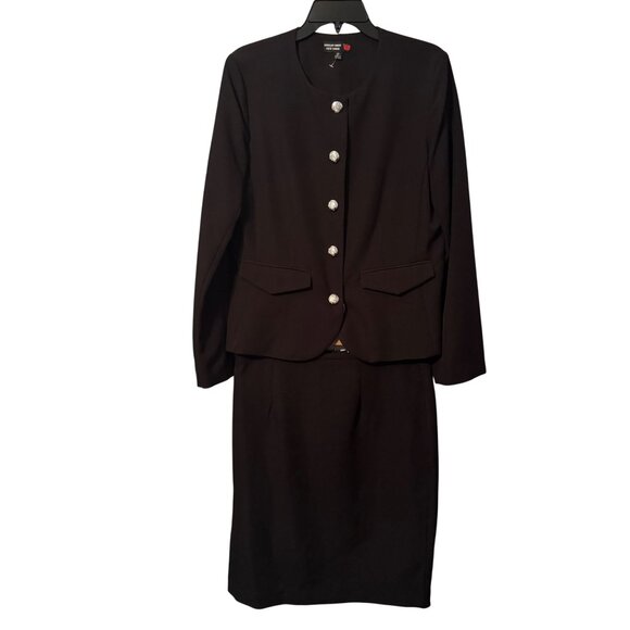 Shelby Rose New York Womens Black Blazer & Skirt Suit Set Size 10 Button Closure - Picture 1 of 12